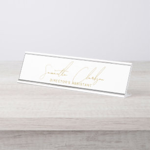 Professioneel Handgeschreven Gouden Script Typogra Bureau Naambordje