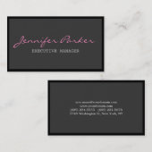 Professioneel handschrift grijs roze stijlvol visitekaartje (Voorkant / Achterkant)