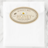 Professioneel honinglabel Ivory Gold Oval Ovale Sticker (Tas)