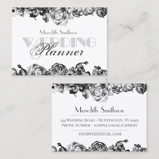 Professioneel Huwelijksplanner Elegant Zwart & Wit Visitekaartje (Voorkant / Achterkant)
