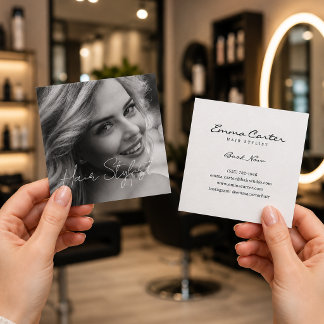 Professioneel Kapper | Minimalistisch Kapsalon Sty Vierkante Visitekaartje