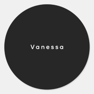 Professioneel klassiek gewoon naam zwart ronde sticker