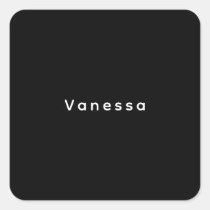 Professioneel klassiek gewoon naam zwart vierkante sticker