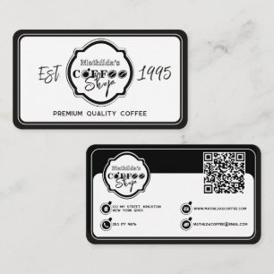 Professioneel koffiezaak gepersonaliseerd logo wit visitekaartje
