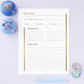 Professioneel kookelegant goudblanco recept flyer (Enkel)