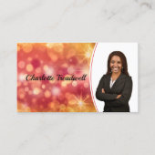 Professioneel Koraal Bokeh Sparkle Custom Photo QR Visitekaartje (Voorkant)