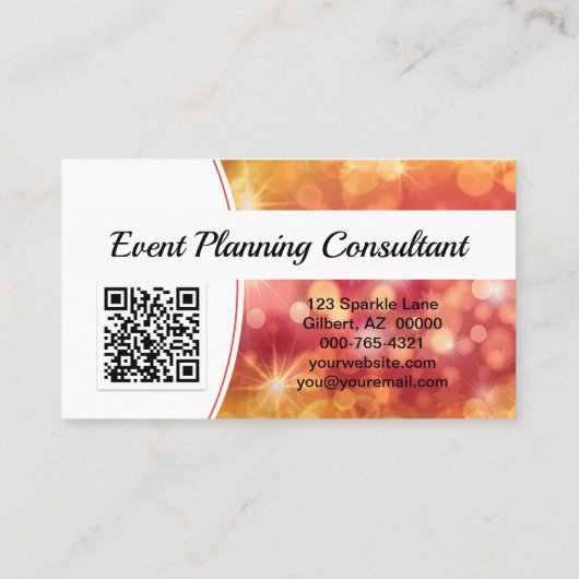 Professioneel Koraal Bokeh Sparkle Custom Photo QR Visitekaartje (Achterkant)