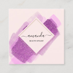Professioneel Lijst Beauty Makeup Logo Paars Roze Vierkante Visitekaartje