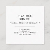 Professioneel Logo minimaal modern wit Vierkante Visitekaartje (Achterkant)