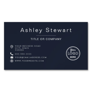 Professioneel Logo Modern Minimalist Navy Blue Magnetisch Visitekaartje