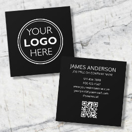 Professioneel Logo QR Code Minimalistisch Zwart Vierkante Visitekaartje