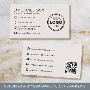 Professioneel Logo Social Media QR Code Off-White Visitekaartje
