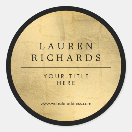 Professioneel Luxe Zwart en Faux Gold Ronde Sticker (Voorkant)