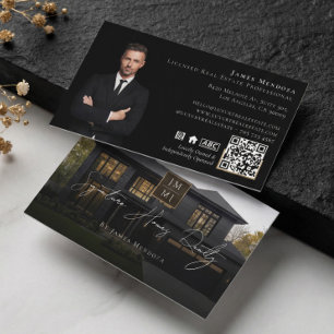 Professioneel Luxe Zwart Vastgoedmakelaar Foto Visitekaartje