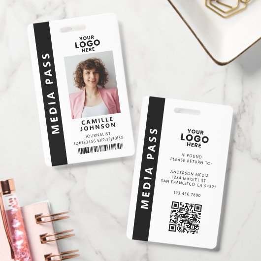 Professioneel Media Pas Foto ID QR Code Badge (Kantoor)