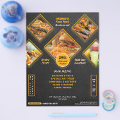Professioneel Menu Fastfood Promo Korting Zwart (Enkel)