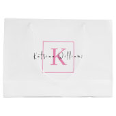 Professioneel merklogo roze script monogram groot cadeauzakje (Achterkant)