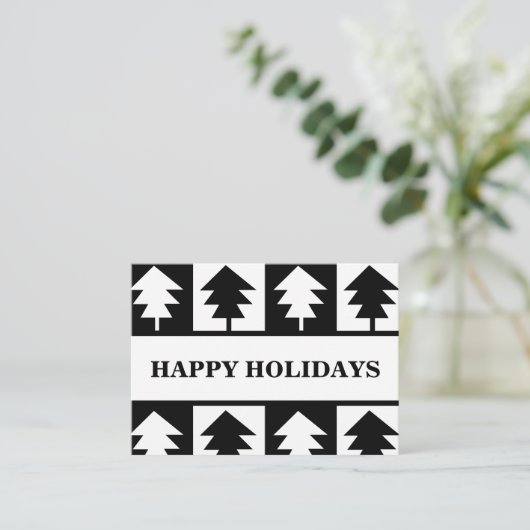Professioneel met zwarte en witte kerstbomen visitekaartje (Staand voorkant)
