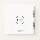 Professioneel Minimaal Monogram Initiaal Schoon Wi Notitieboek (Achterkant)