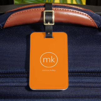 Professioneel Minimaal Monogram Sinaasappel Oranje Bagagelabel