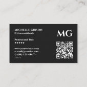 Professioneel Minimal Black Marketing Monogram Visitekaartje (Achterkant)
