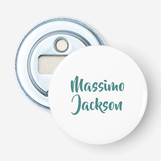 Professioneel Minimalistisch Aangepaste Naam Button Flesopener (Voorkant)
