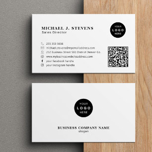 Professioneel minimalistisch bedrijfslogo QR-code Visitekaartje