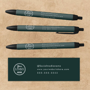 Professioneel minimalistisch donkergroen logo voor zwarte inkt pen