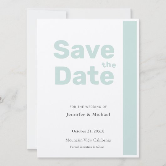 Professioneel Minimalistisch Eenvoudig Modern Blau Save The Date (Voorkant)