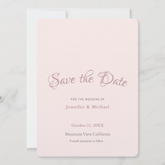 Professioneel Minimalistisch Eenvoudig Roze Goud K Save The Date (Voorkant)