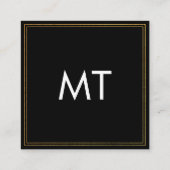 Professioneel minimalistisch Gold Border Monogram Vierkante Visitekaartje (Achterkant)
