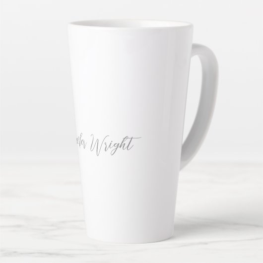 Professioneel, minimalistisch, grijs handschrift latte mok (Rechterhoek)