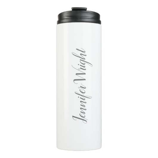 Professioneel, minimalistisch, grijs handschrift thermosbeker (Voorkant)