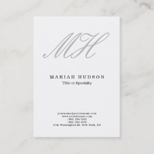Professioneel Minimalistisch Grijs Script Monogram Visitekaartje