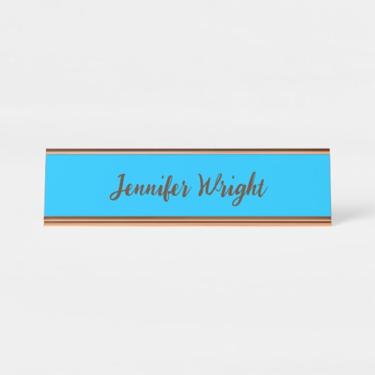 Professioneel minimalistisch handschrift hemelsbla bureau naambordje (Voorkant)