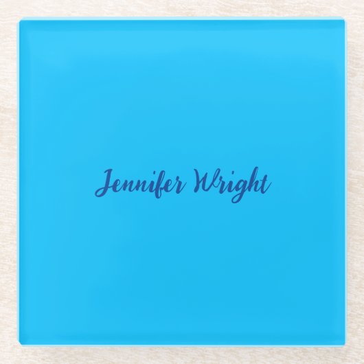 Professioneel minimalistisch handschrift hemelsbla glazen onderzetter (Voorkant)