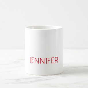 Professioneel minimalistisch modern wit rood naam koffiemok