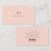 Professioneel Minimalistisch Monogram Blush Roze Visitekaartje (Voorkant / Achterkant)
