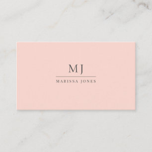Professioneel Minimalistisch Monogram Blush Roze Visitekaartje