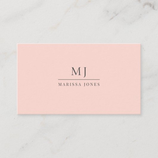 Professioneel Minimalistisch Monogram Blush Roze Visitekaartje (Voorkant)