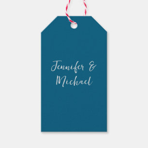 Professioneel minimalistisch oceaanblauw kalligraf cadeaulabel
