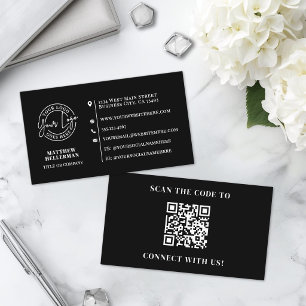 Professioneel Minimalistisch QR Code Logo Zwart Visitekaartje