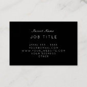 Professioneel minimalistisch vlak Classy Noir Visitekaartje (Achterkant)