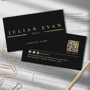 Professioneel minimalistisch zwart en goud visitekaartje