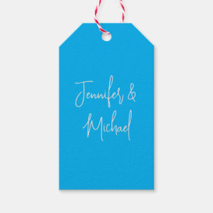 Professioneel minimalistische azuurblauwe kalligra cadeaulabel