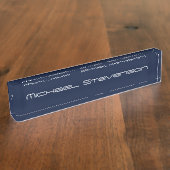Professioneel modern blauw bureaublad naambordje (Zijkant)