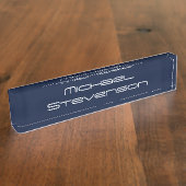 Professioneel modern blauw bureaublad naambordje (Zijkant)
