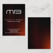 Professioneel modern bruin monogram visitekaartje (Voorkant / Achterkant)