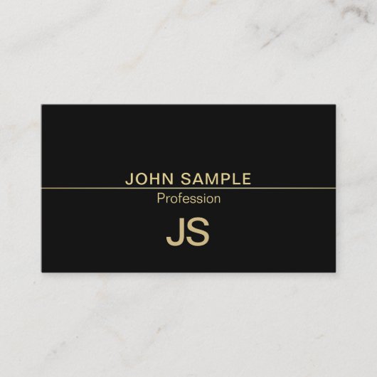 Professioneel Modern Creatief Zwart Goud Monogram Visitekaartje (Voorkant)