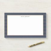 Professioneel modern donkerblauw en plum Striped Post-it® Notes (Op bureau)